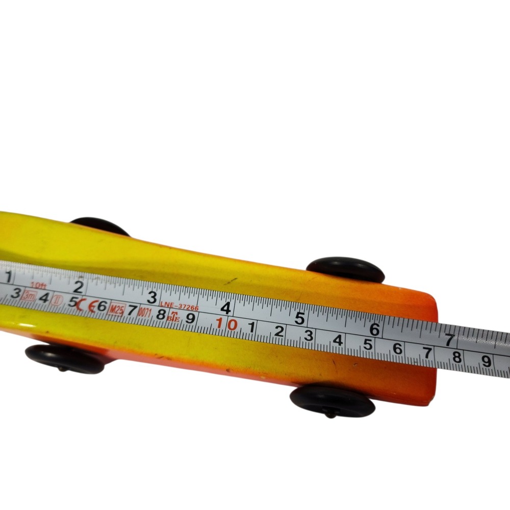 Vintage Wooden Toy Derby Race Car‎ Yellow Orange Ombre Handcrafted - Picture 4 of 6